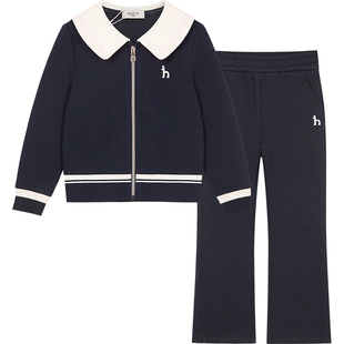 hazzys哈吉斯童装女童套装26春新中大童海军领莱卡长袖舒适两件套