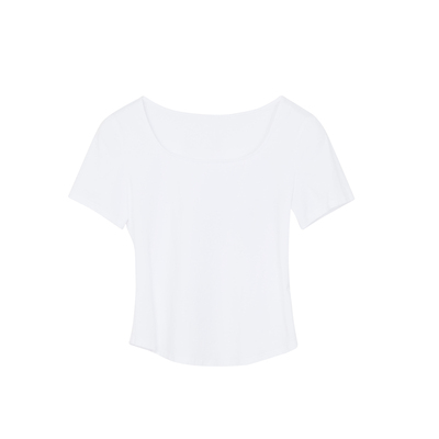 谜底纯色短款T恤短袖女2023夏新款基础搭配修身圆领上衣232MT0567