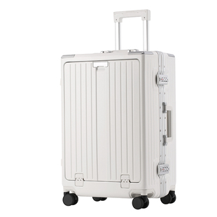 前开口女行李箱男万向轮铝框箱18/26寸带杯架旅行箱usb充电拉杆箱