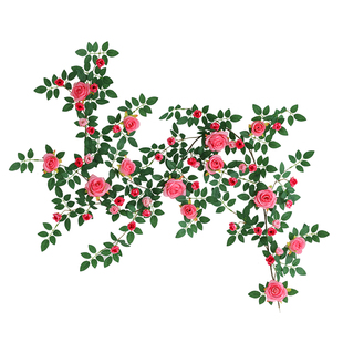 仿真玫瑰花藤假花塑料藤条空调管道缠绕藤蔓装饰遮挡吊顶花条植物