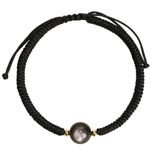 银曜石编织红手绳本命年男女通用转运珠金曜石红绳黑绳手链护身符