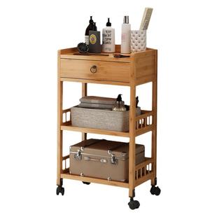 多功能移动画具小推车三层竹木制油画颜料置物架艺考生绘画画材收纳车户外写生画架车画车美术专用油画工具车