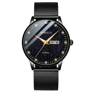 新款品牌手表黑科技男表双日历夜光防水星空钢带皮带学生男士腕表