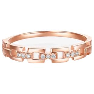 18K玫瑰金小众新款戒指女莫桑钻石情侣对戒链条纯银送女友礼物