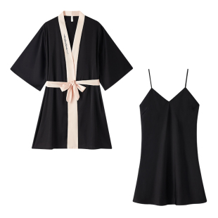 冰丝睡裙女性感睡衣2026新款秋春纯欲风性感吊带睡袍家居服丝绸夏