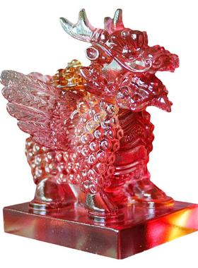 琉璃工艺品玉书麒麟时尚创意家居装饰品摆件个性定制刻字办公室