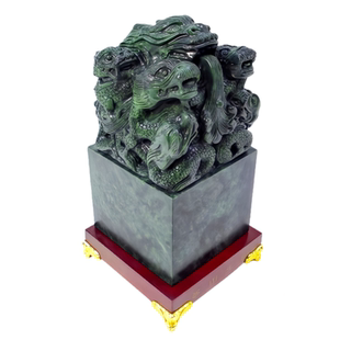 正宗泰山墨玉九龙玉玺玉印章摆件居家办公室装饰乔迁开业商务礼品