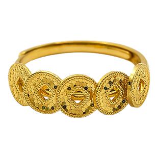 新航黄金钱多多戒指女2025年新款碎碎冰足金铜钱开口指环网红爆款