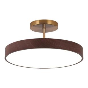 中古风圆形卧室灯创意木纹色走廊过道灯简约餐厅玄关阳台吸顶吊灯