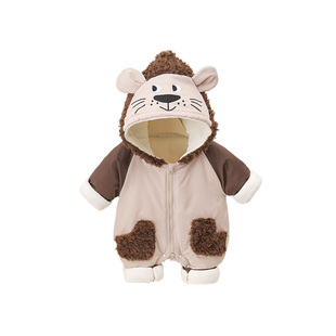 婴儿连体衣冬加厚外出服哈衣超萌狮子款宝宝衣服冬装棉服外穿抱衣