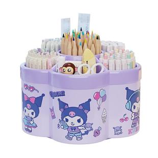 库洛米贴纸可旋转笔筒多功能大容量超桌面桶笔架办公室化妆品收纳盒儿童男女孩学生专用创意可爱高颜值ins风