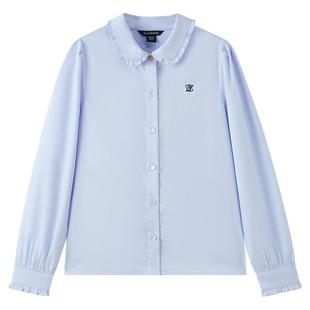 【100%棉】eland kids衣恋童装女童衬衫25年秋冬新品娃娃领学院风