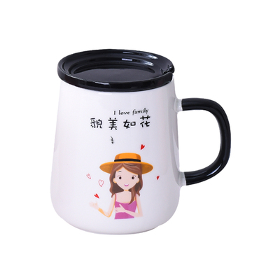 喝水杯子创意个性潮流带盖勺ins