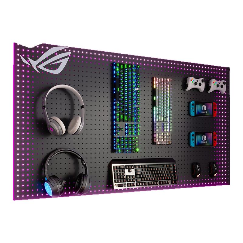 安居客电竞房洞洞板置物架氛围灯定制造型墙面金属收纳磁吸展示架