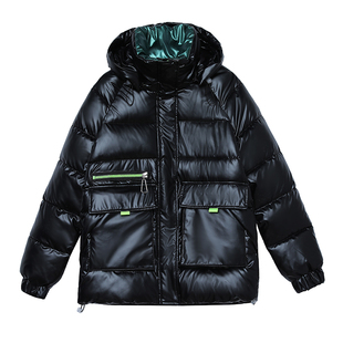 新款羽绒棉服亮面免洗中长款韩版棉衣加厚大码宽松冬季立领外套女