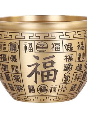 纯黄铜米缸聚财百福聚宝盆存钱罐
