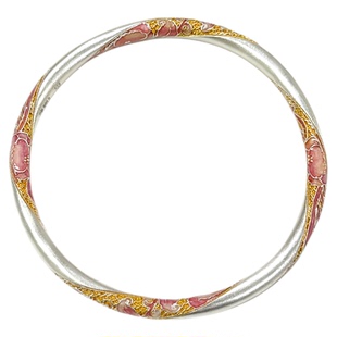 Yangui燕归「舒玉梅」国风新中式珐琅描金足银999.9轻奢闭口手镯