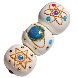 猛犸象牙雕刻描金老型桶珠隔珠星月金刚菩提手串链DIY文玩配件