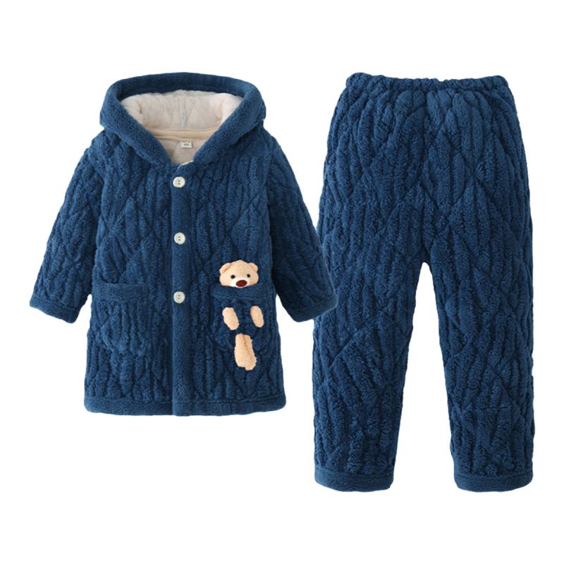 珊瑚绒冬季儿童家居服睡衣套装
