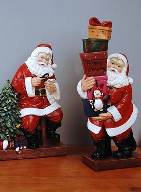 跨境圣诞节树脂摆件圣诞老人公仔烛台人火车串雪人灯礼物手工姜饼