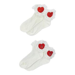 JennyFax 蕾丝爱心可爱刺绣网纱短袜薄款玛丽珍lolita春夏女袜子