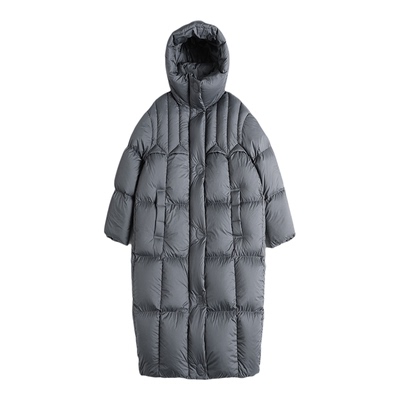 90白鸭绒连帽长款加厚羽绒服女