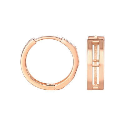 TSL谢瑞麟18K金耳饰素金耳圈几何线条玫瑰金耳饰女士新品BF438