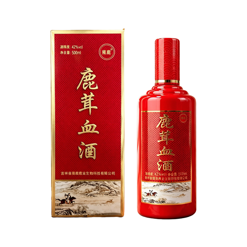 鹿茸血酒500ml吉林梅花鹿乡42度 滋补泡酒料小宝搭人参鹿鞭滋补酒