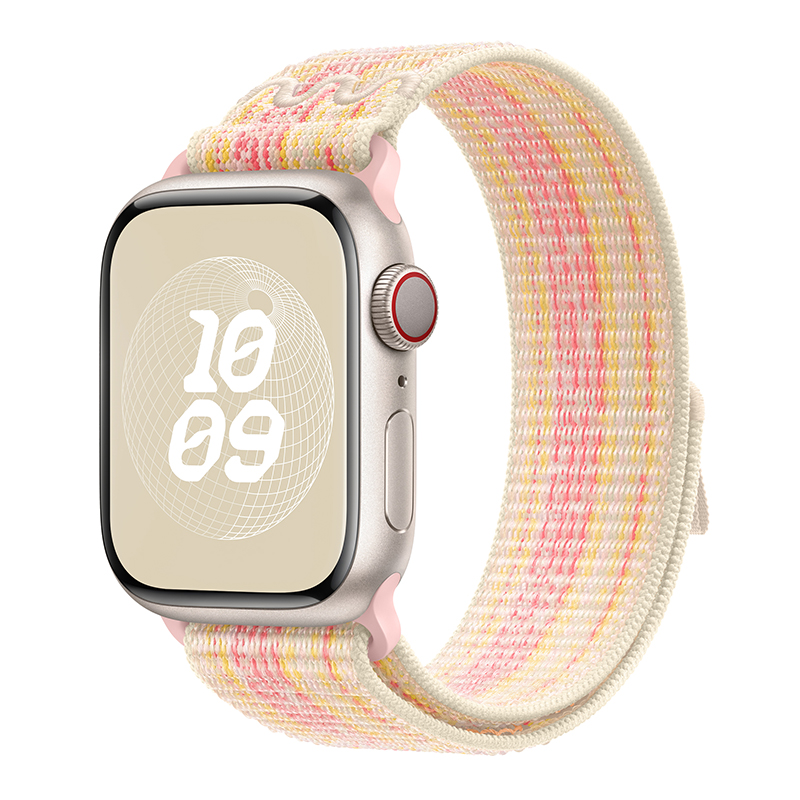 适用iwatch表带s9苹果手表9尼龙回环表带applewatch8运动7代6/5/4男女se新款45mm41粉色s8创意s7s6夏天ultra2