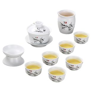 茶具套装红茶家用简约现代白瓷办公室喝茶茶杯功夫定窑公道杯