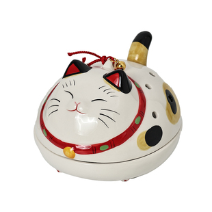 日本进口药师窑蚊香器香炉手作陶瓷驱蚊器香薰炉可爱猫咪香盒摆件