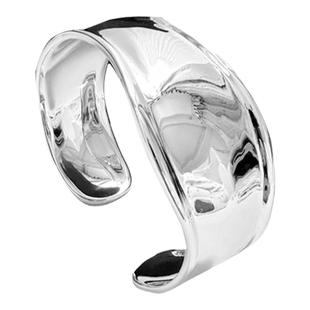 925纯银饰宽面光面不规则手镯子女款开口INS风气质重工轻奢设计感