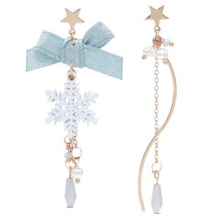 岁暮天寒 | 适合冬季的雾霾蓝雪花毛球925银耳钉女耳环无耳洞耳夹