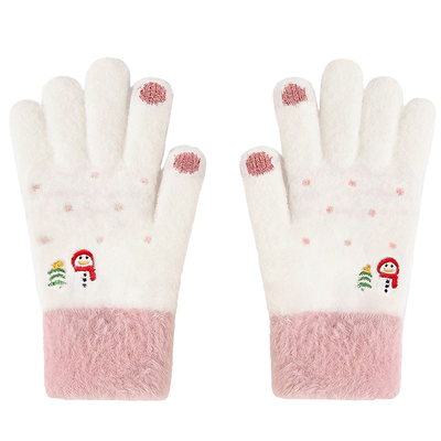 BELIEFYAO原创雪人毛绒针织手套