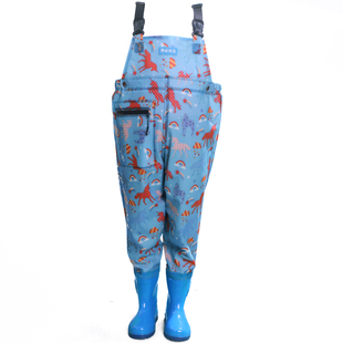 野成裕星儿童连体下水裤玩沙滩捉鱼玩水小孩男女下水衣防水服水靴