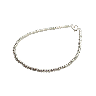 Ciel原创手工925纯银圆珠手链2mm极细脚链女小米珠迷你手串项链