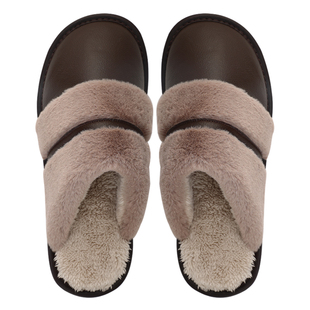 大码棉拖鞋男士冬季4647加肥加大室内家用保暖防水皮拖鞋家居真皮