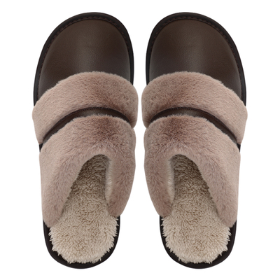 菲尔若特大码真皮防水棉拖鞋