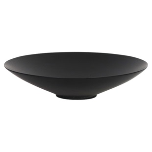 墨黑斗笠圆盘简约陶瓷花盆墨蓝花器中式花道插花水盘客厅摆件装饰