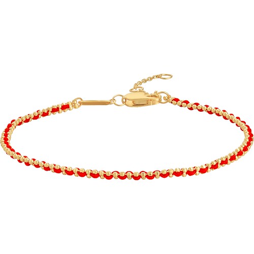 潮宏基至简黄18K金手绳手链小红绳叠戴送女友本命年生日礼物