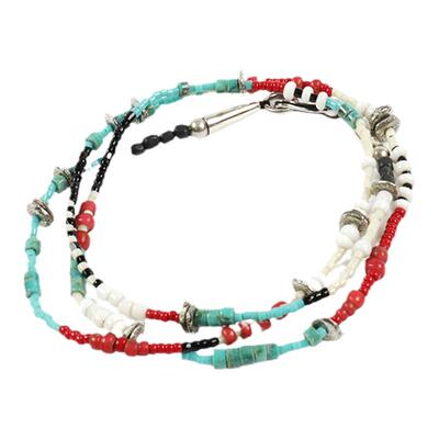 白心玻璃珠印地安彩色手链项链