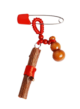 天然桃木枝宝宝扣针吉祥物