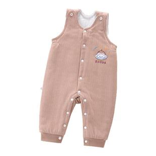 婴儿背带裤a类男女宝宝春秋保暖薄棉服儿童秋冬夹棉按扣外出衣服