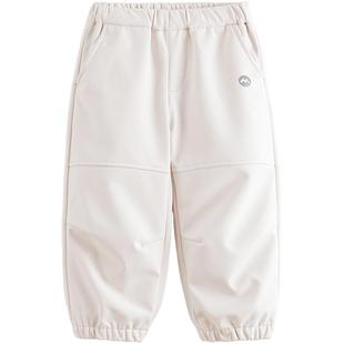 马克珍妮男童女童户外三防软壳工装裤儿童加绒裤子冬装新款241138