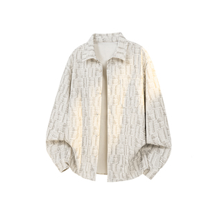 BOYUE帛跃扎染格子灯芯绒长袖衬衫垂感时尚痞帅慵懒风大码衬衣男