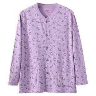 加肥秋衣女纯棉中老年开衫全棉对襟棉毛线衣老人长袖妈妈保暖内衣