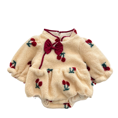 婴儿加绒连体衣女宝宝外出爬服