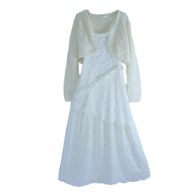 2025新款超仙蕾丝吊带连衣裙套装