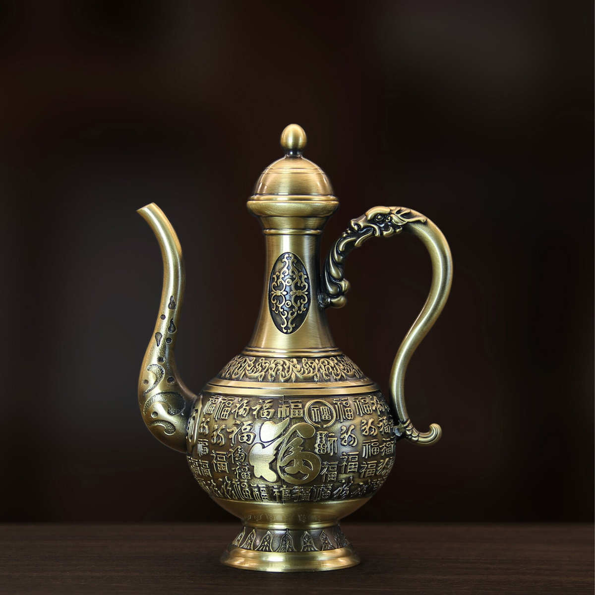黄铜御用百福酒壶铜酒壶创意铜器工艺品礼品摆件装饰品白酒酒具