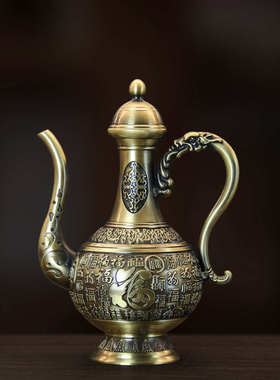 黄铜御用百福酒壶铜酒壶创意铜器工艺品礼品摆件装饰品白酒酒具